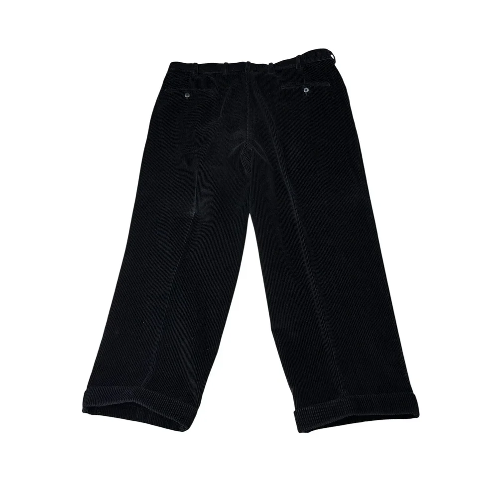 Jos. A. Bank Mens‎ Black Corduroy Pleated Cuffed Trousers 42x26 Wide Wale Cotton